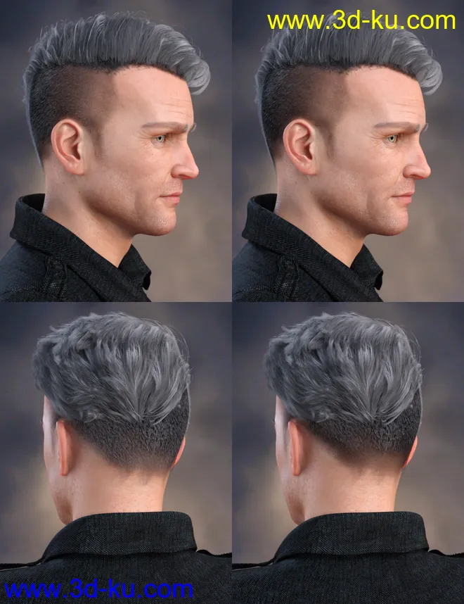 Terence Flipped Hair for Genesis 3 and 8 Male(s)模型的图片6