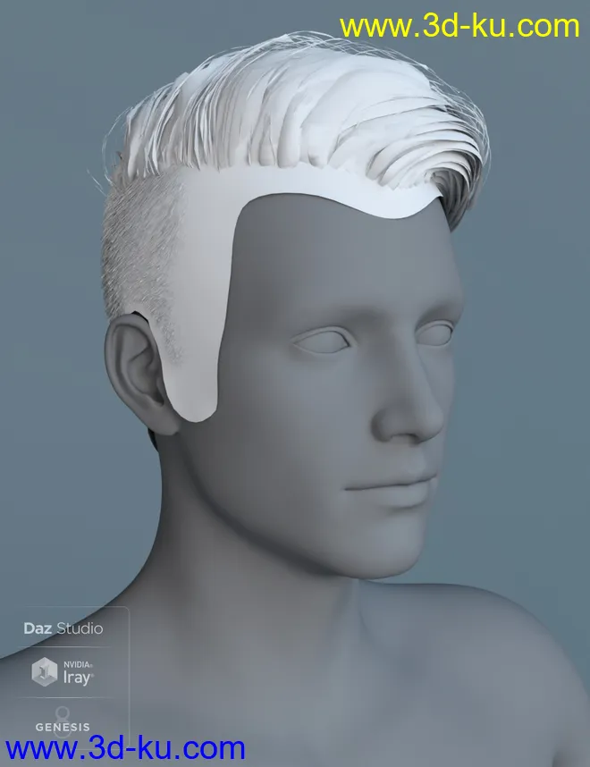 Terence Flipped Hair for Genesis 3 and 8 Male(s)模型的图片8