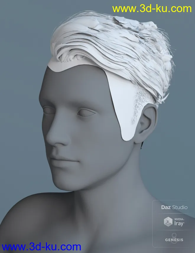 Terence Flipped Hair for Genesis 3 and 8 Male(s)模型的图片9