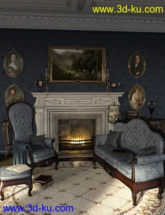 3D打印模型The Blue Room Iray for Victorian Decor 2 and 3的图片