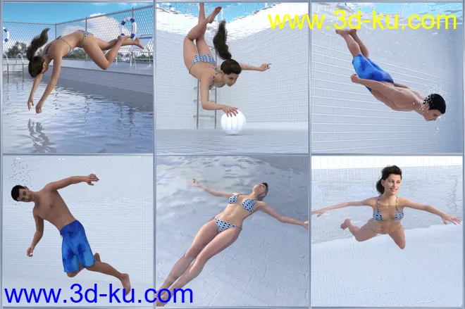Time to Swim Poses for Genesis 3 & 8模型的图片2