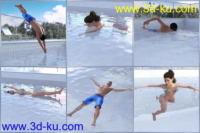 Time to Swim Poses for Genesis 3 & 8模型的图片3