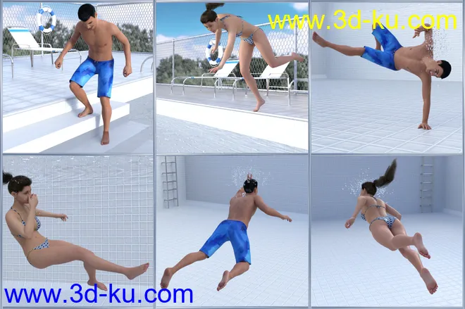 Time to Swim Poses for Genesis 3 & 8模型的图片4