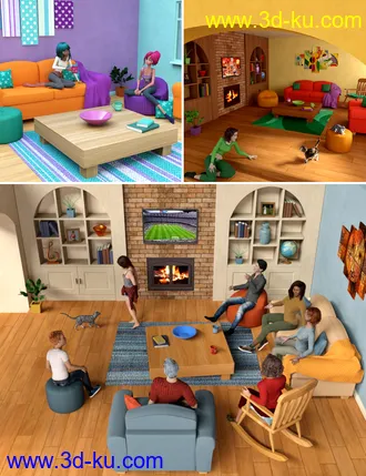 3D打印模型Toon-2-Real - Comfy Family Room的图片