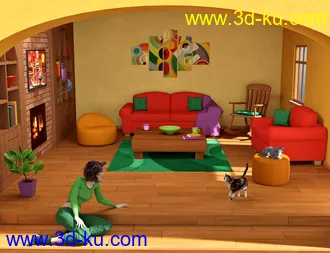 3D打印模型Toon-2-Real - Comfy Family Room的图片