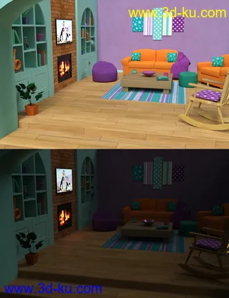 3D打印模型Toon-2-Real - Comfy Family Room的图片