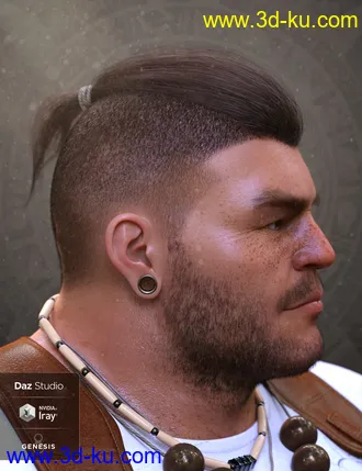 3D打印模型Top Knot Hair and Beard for Genesis 3 and 8的图片