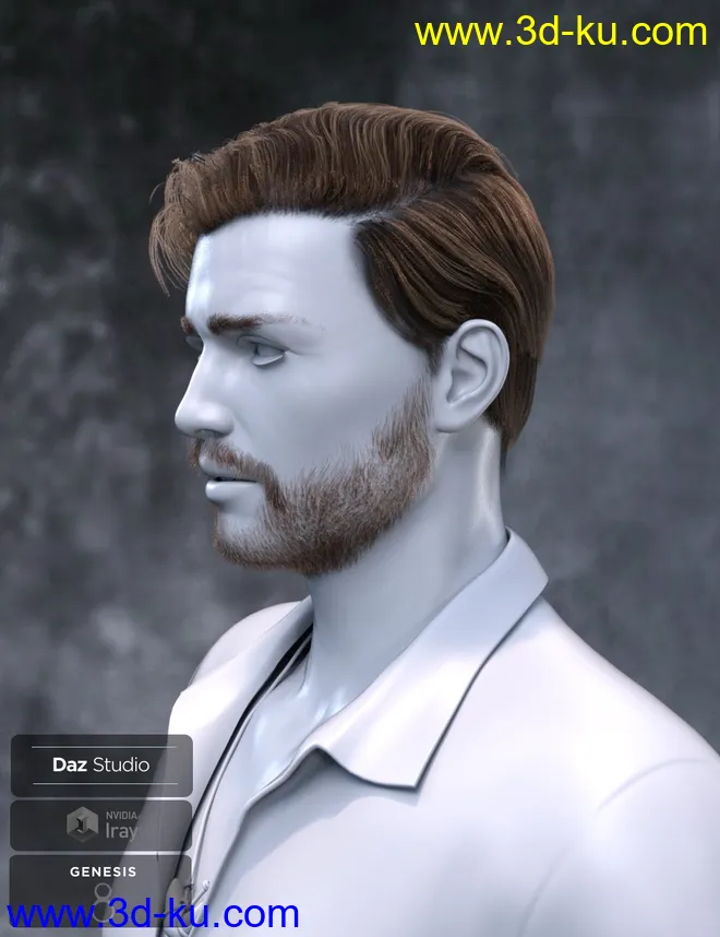 Trevor Hair Set for Genesis 8 Male(s)模型的图片5