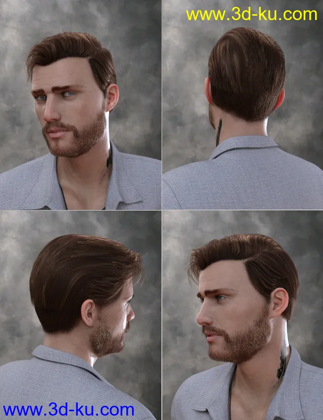 Trevor Hair Set for Genesis 8 Male(s)模型的图片7