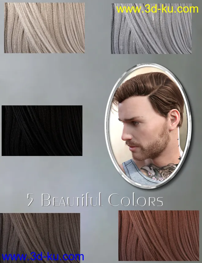 Trevor Hair Set for Genesis 8 Male(s)模型的图片9