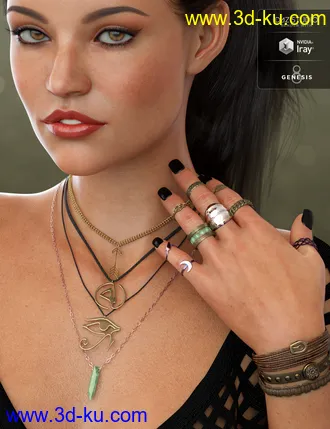 Unisex Jewelry for Genesis 8 Male(s) & Female(s)模型的图片2