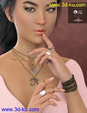 Unisex Jewelry for Genesis 8 Male(s) & Female(s)模型的图片10
