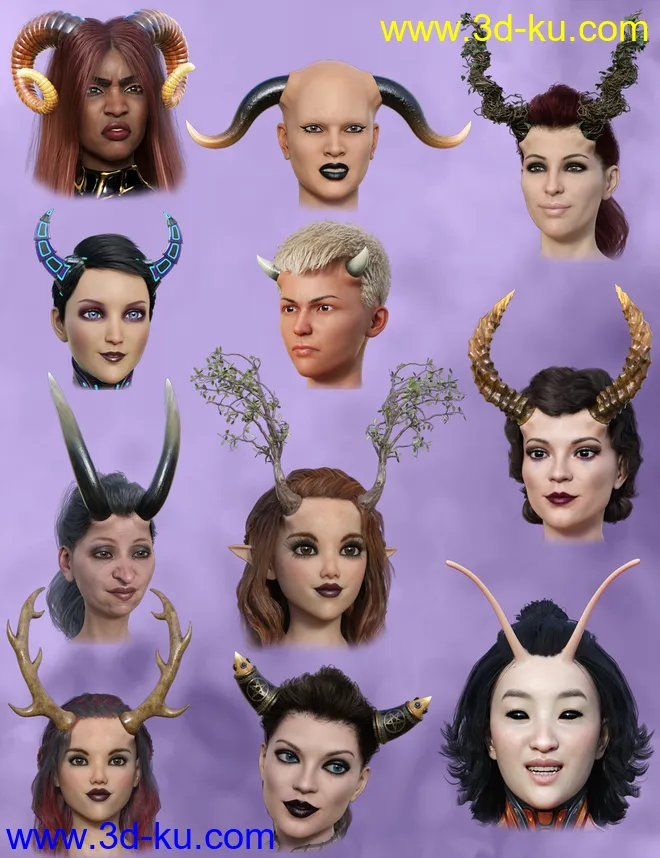 Universal Horns for Genesis 8 Female(s)模型的图片1