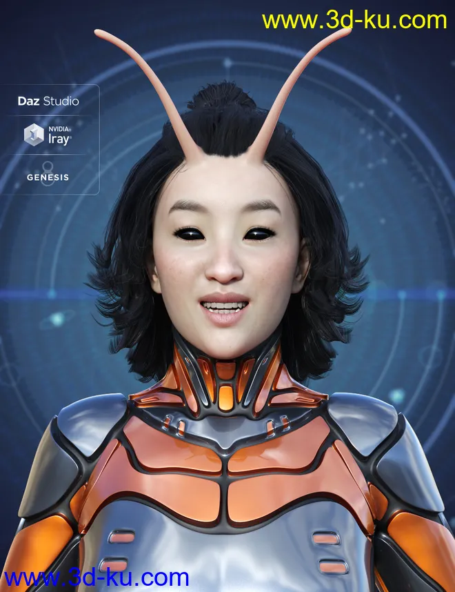 Universal Horns for Genesis 8 Female(s)模型的图片2