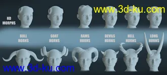 3D打印模型Universal Horns for Genesis 8 Female(s)的图片