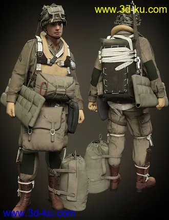 3D打印模型US WW2 Uniform Paratrooper Expansion的图片