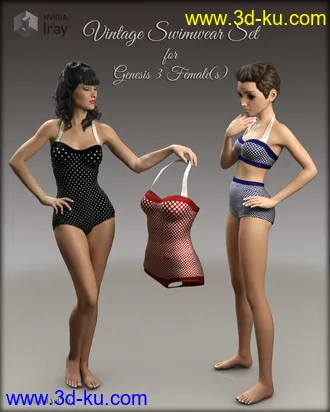 3D打印模型Vintage Swimwear set for G3F的图片
