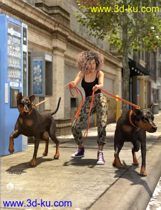 3D打印模型Walk the Dog 8 Poses for Genesis 8的图片