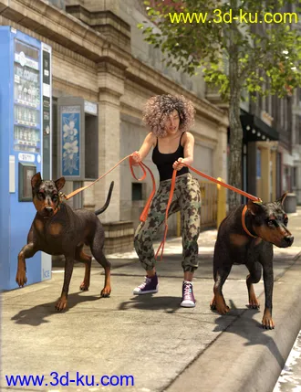 3D打印模型Walk the Dog 8 Poses for Genesis 8的图片