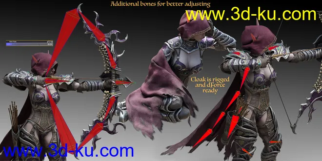 Wind Warrior Outfit with dForce for Genesis 8 Female(s)模型的图片8