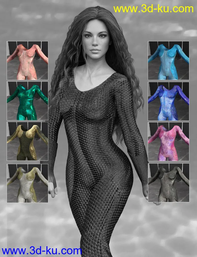 X-Fashion Aquarius Outfit for Genesis 8 Female(s)模型的图片4