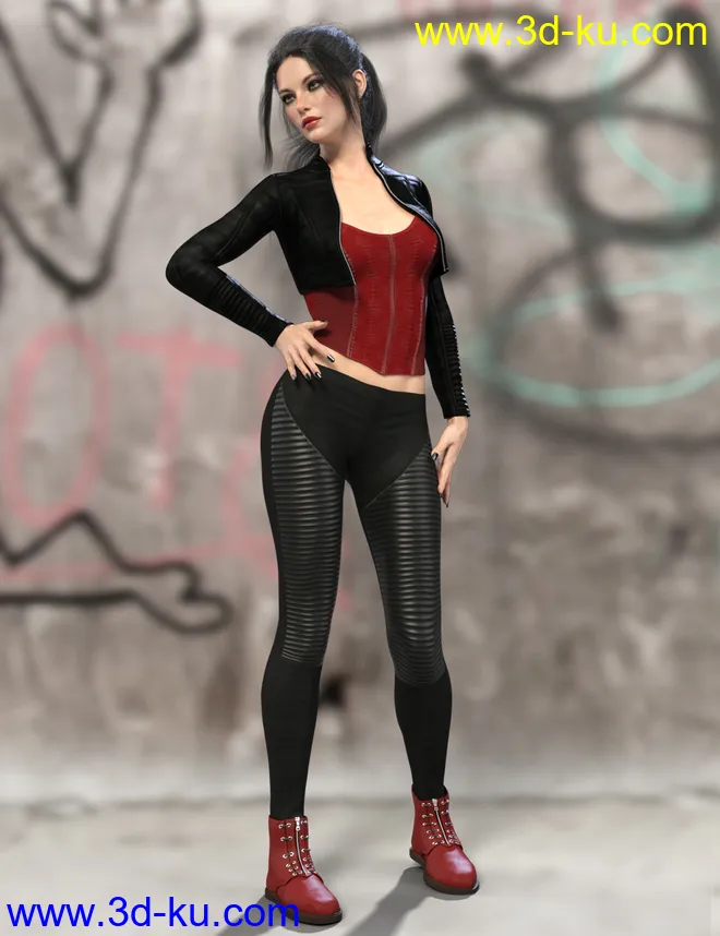 X-Fashion Punk Outfit for Genesis 8 Female(s)模型的图片2