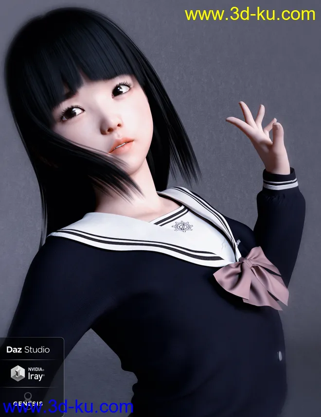 Yui Character and Hair for Genesis 8 Female模型的图片1