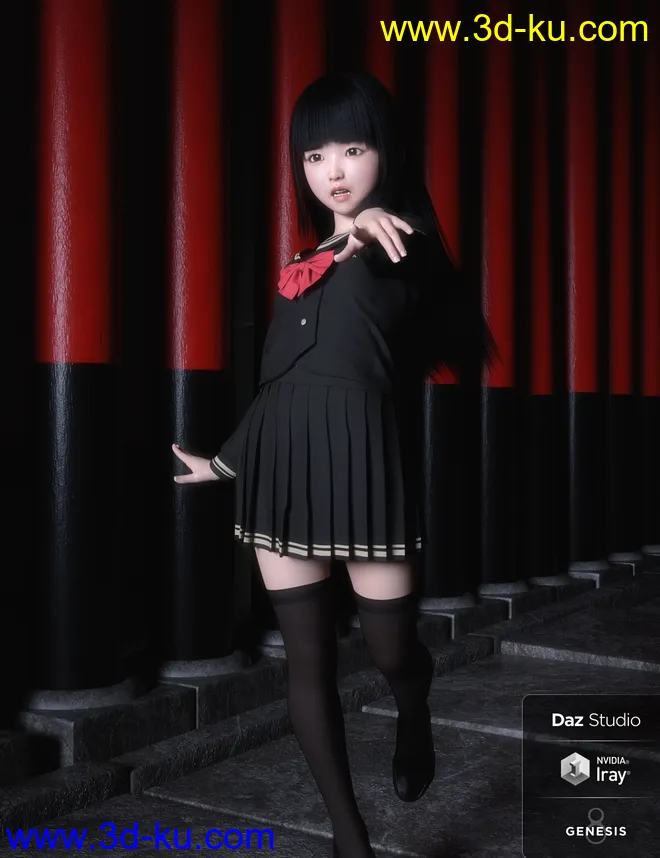 Yui Character and Hair for Genesis 8 Female模型的图片2