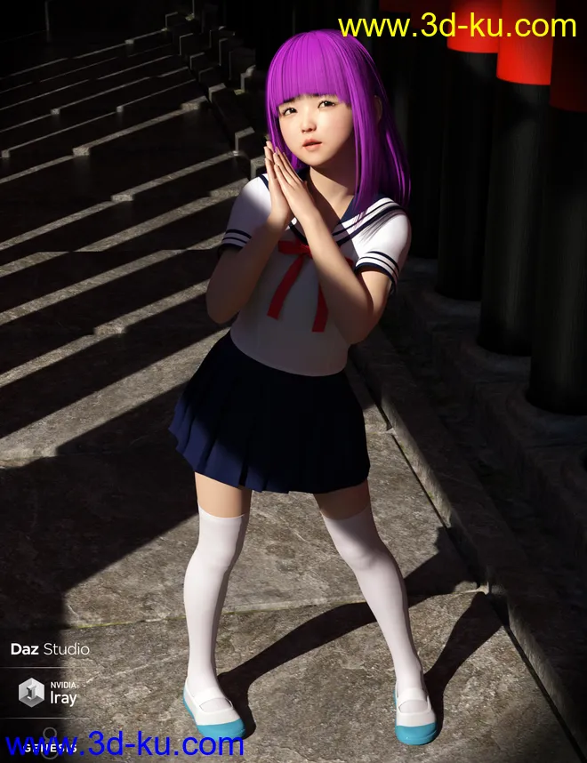 Yui Character and Hair for Genesis 8 Female模型的图片5