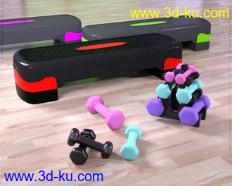 3D打印模型Z Aerobics Step & Dumbbells Props and Poses for Genesis 3 and 8的图片