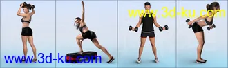3D打印模型Z Aerobics Step & Dumbbells Props and Poses for Genesis 3 and 8的图片