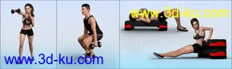 3D打印模型Z Aerobics Step & Dumbbells Props and Poses for Genesis 3 and 8的图片