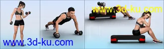 3D打印模型Z Aerobics Step & Dumbbells Props and Poses for Genesis 3 and 8的图片