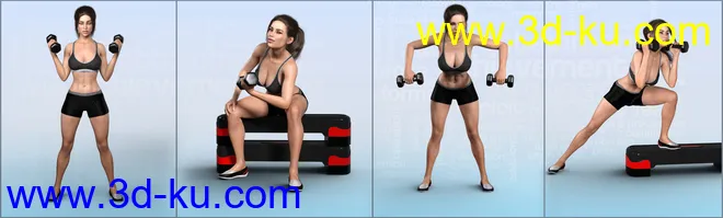 Z Aerobics Step & Dumbbells Props and Poses for Genesis 3 and 8模型的图片8