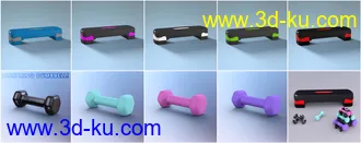 3D打印模型Z Aerobics Step & Dumbbells Props and Poses for Genesis 3 and 8的图片