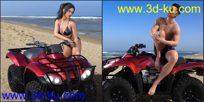 Z ATV Mania Vehicle and Poses for Genesis 3 and 8模型的图片12