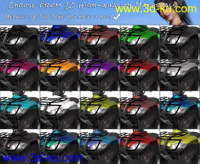 Z ATV Mania Vehicle and Poses for Genesis 3 and 8模型的图片13