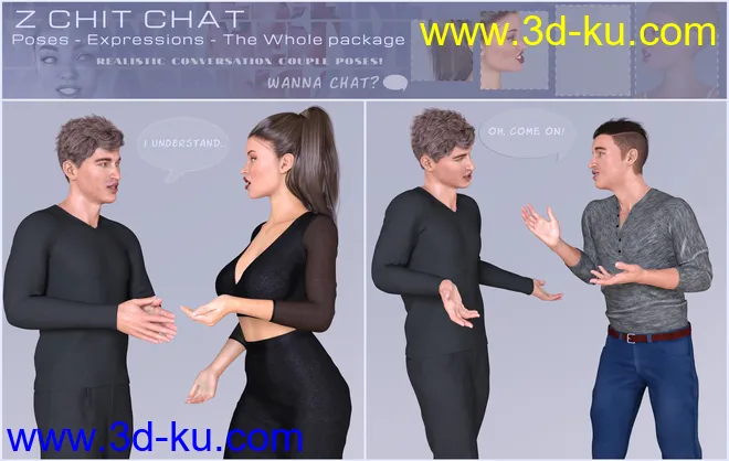 Z Chit Chat Poses and Partials for Genesis 3 and 8模型的图片8