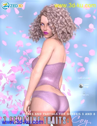 3D打印模型Z Feminine Traits - Coy Poses for Genesis 3 and 8 Female的图片
