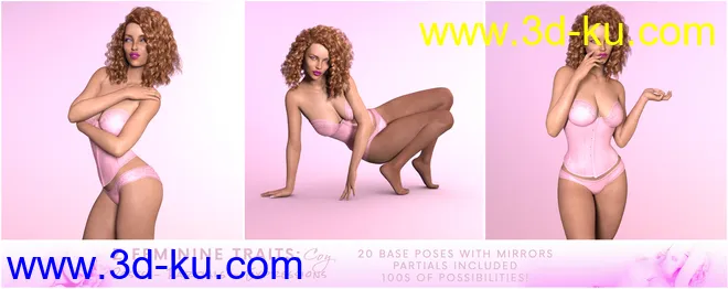 Z Feminine Traits - Coy Poses for Genesis 3 and 8 Female模型的图片8