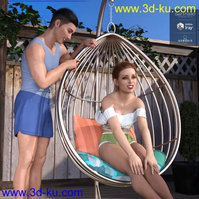 Z Hanging Chair - Prop and Poses for Genesis 3 and 8模型的图片2