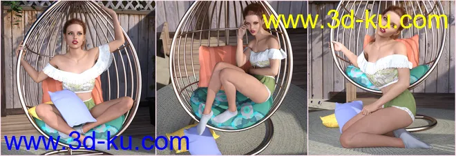 Z Hanging Chair - Prop and Poses for Genesis 3 and 8模型的图片6