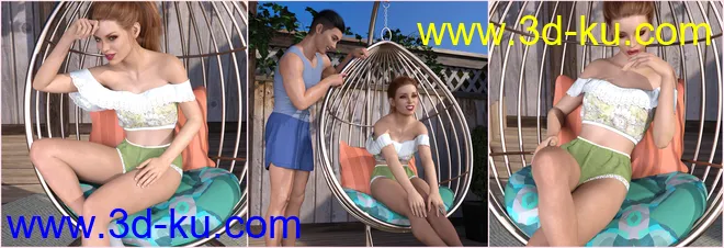 Z Hanging Chair - Prop and Poses for Genesis 3 and 8模型的图片8