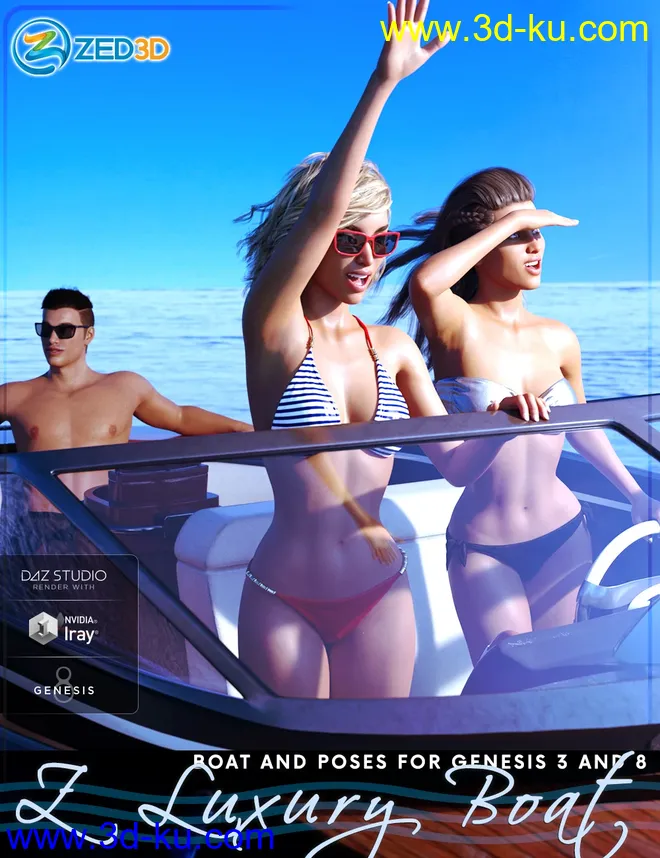 Z Luxury Boat and Poses for Genesis 3 and 8模型的图片1