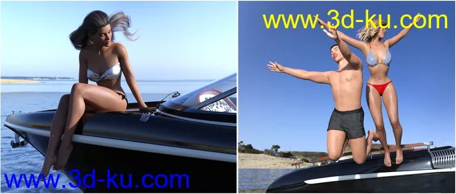 Z Luxury Boat and Poses for Genesis 3 and 8模型的图片9