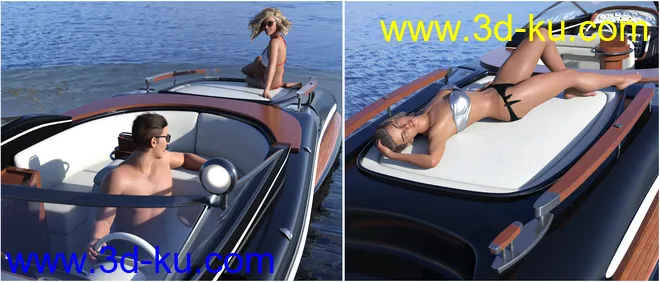 Z Luxury Boat and Poses for Genesis 3 and 8模型的图片11