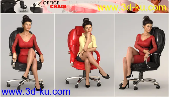 Z Morphing Leather Office Chair & Poses for Genesis 3 and 8模型的图片14