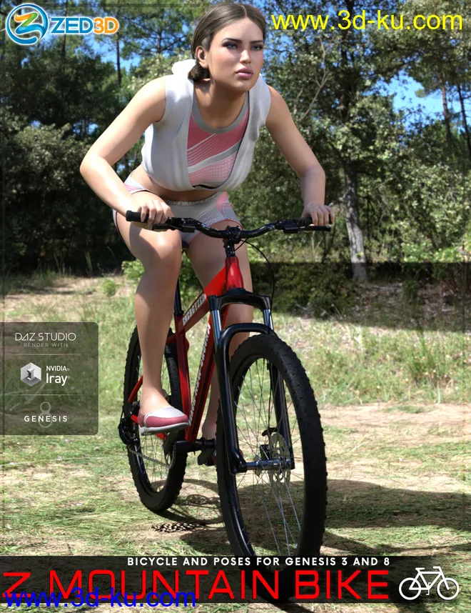 Z Mountain Bicycle and Poses for Genesis 3 and 8模型的图片1