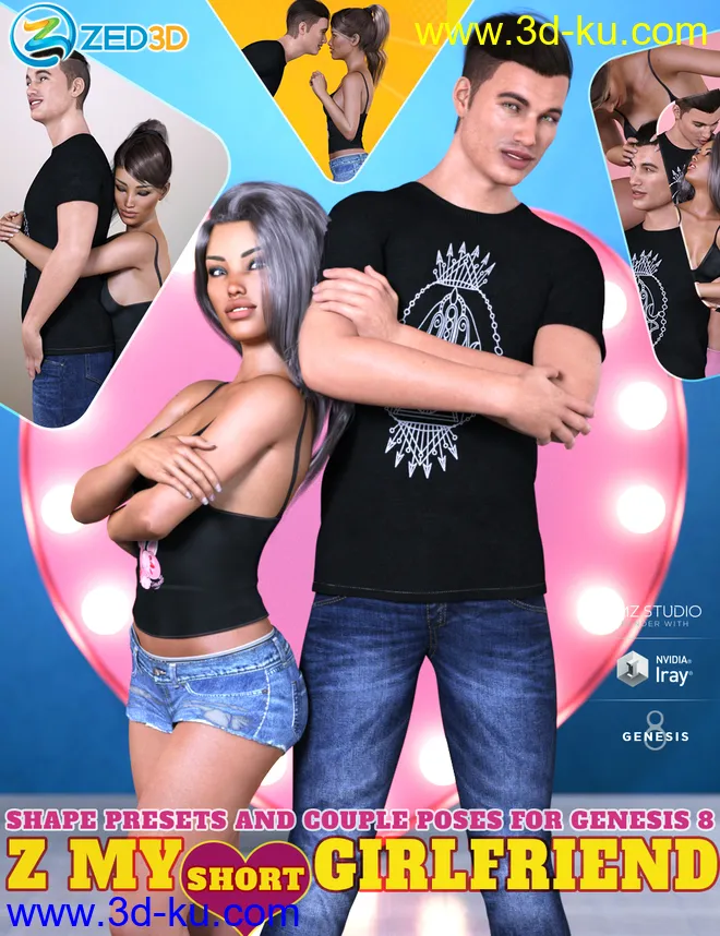 Z My Short Girlfriend Shape Presets and Poses for Genesis 8模型的图片1