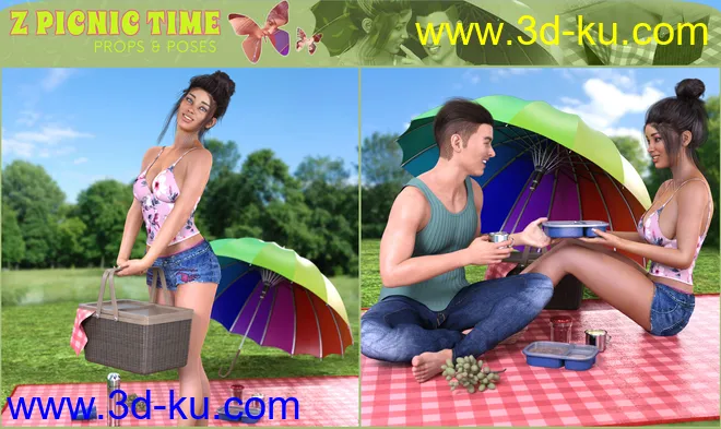 Z Picnic Time Props and Poses for Genesis 3 and 8模型的图片4